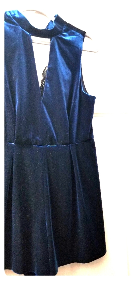 XL Dark Blue Crush Velvet Romper